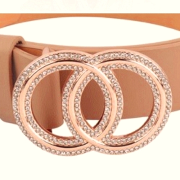 Gold Rhinestone Double Circle belt Designer Inspired - Picture 1 of 5